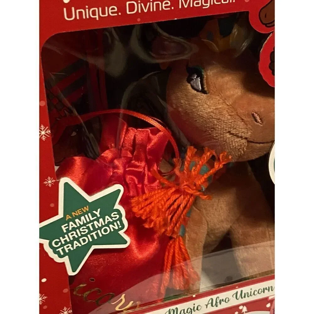 Afro Unicorn Holiday‎ Plush Set – Stuffed Unicorn Toy Christmas 4-Piece Gift Set